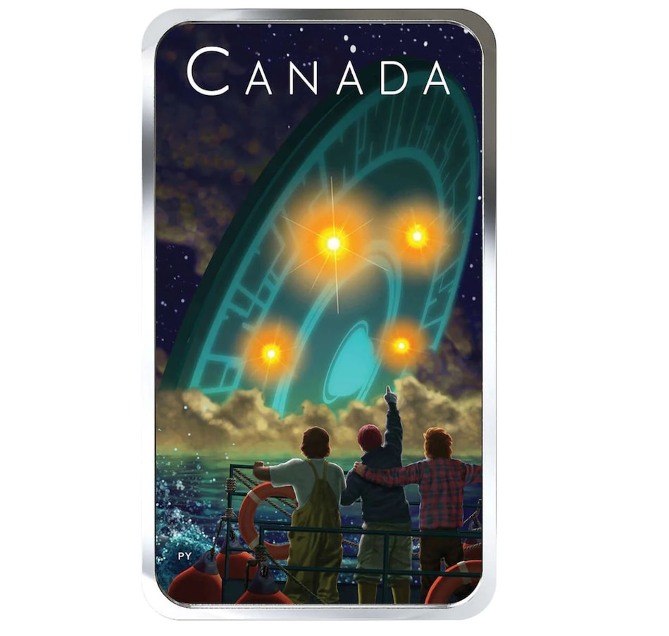 Image 729256.jpg, Product 729-256 / Price $299.95, 2019 $20 Fine Silver Coin Canada’s Unexplained Phenomena: The Shag Harbour Incident from Royal Canadian Mint (RCM) on TSC.ca's Coins department