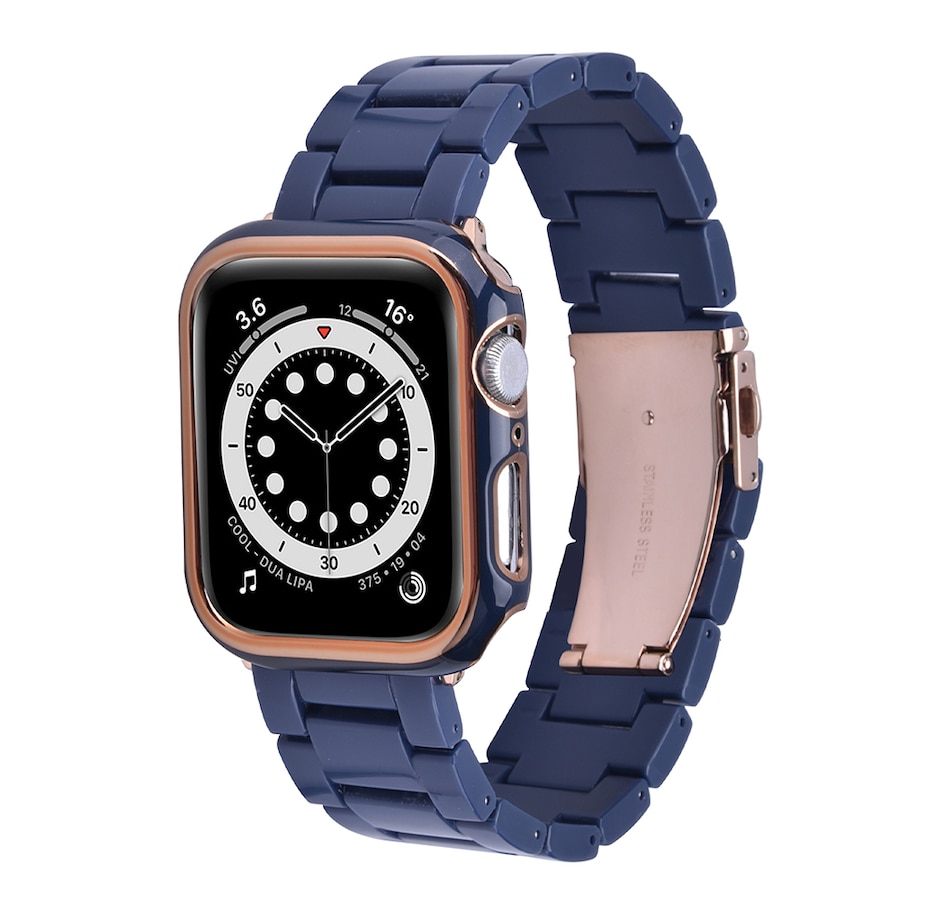 Image 729261_BLU.jpg, Product 729-261 / Price $34.99, Worryfree Gadgets Resin Band with Bumper Case for Apple Watch (40 mm and 44 mm) from WFG on TSC.ca's Electronics department