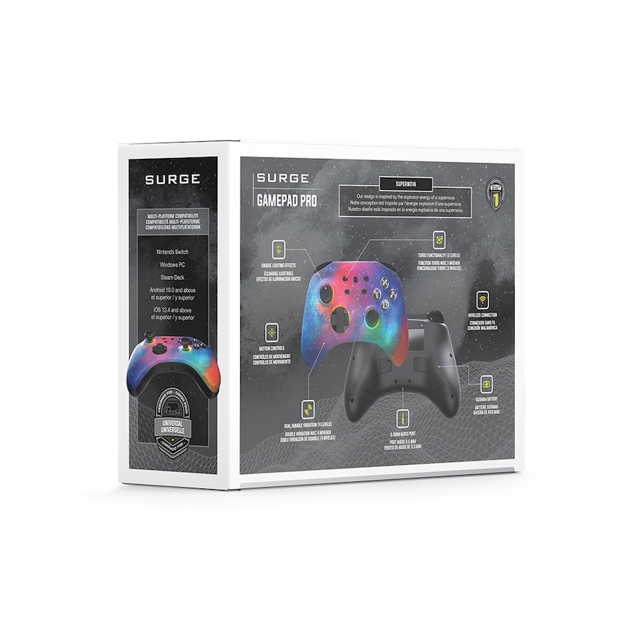 Image 729352_ALTMORE10.jpg, Product 729-352 / Price $39.99, Surge Wireless Pro Controller for Nintendo Switch/Switch 2, Windows PC, Steam Deck, Android and iOS – Supernova Edition from Surge on TSC.ca's Electronics department