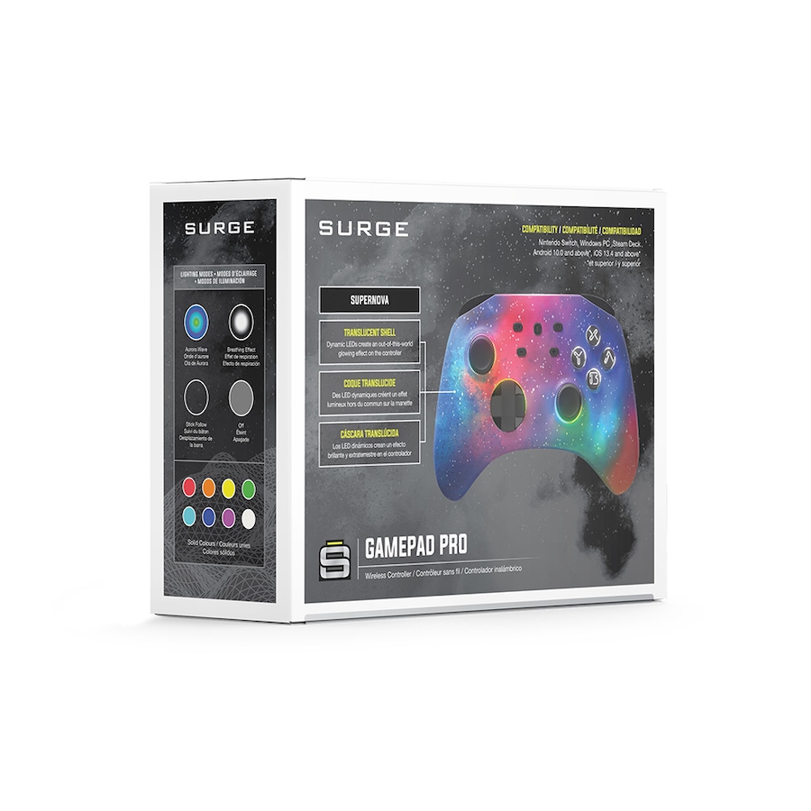 Image 729352_ALTMORE9.jpg, Product 729-352 / Price $39.99, Surge Wireless Pro Controller for Nintendo Switch/Switch 2, Windows PC, Steam Deck, Android and iOS – Supernova Edition from Surge on TSC.ca's Electronics department