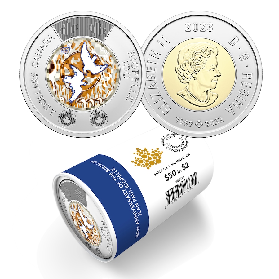Image 729361.jpg, Product 729-361 / Price $99.95, 2023 $2 Special Wrap Roll - The Art of Jean Paul Riopelle Colour Version, 25 Coins per roll from Royal Canadian Mint (RCM) on TSC.ca's Coins department
