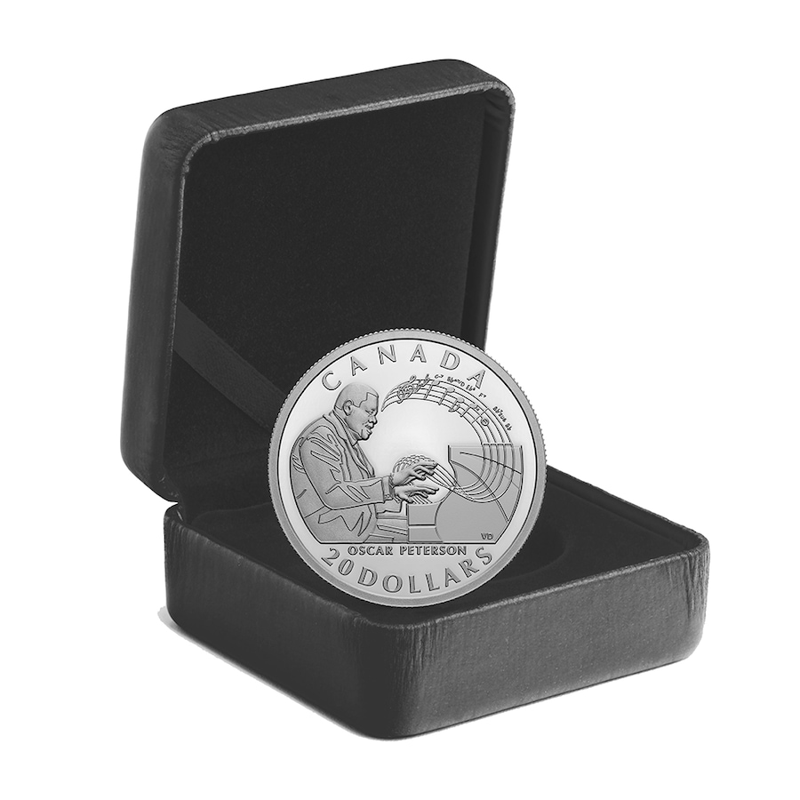 Image 729431_ALTMORE3.jpg, Product 729-431 / Price $189.95, 2022 $20 Fine Silver Oscar Peterson Coin plus Bonus 2022 Oscar Peterson $1 Coin in Colour from Royal Canadian Mint (RCM) on TSC.ca's Coins department