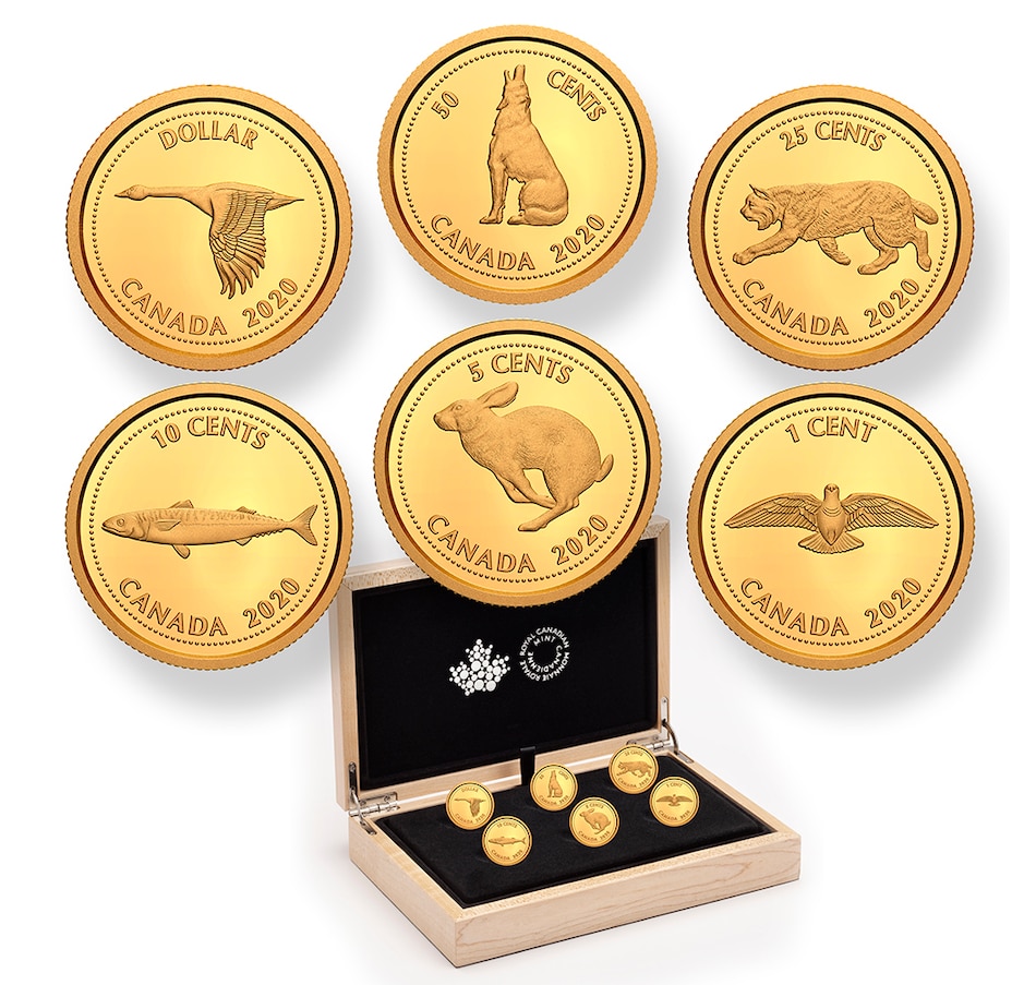 Image 729445.jpg, Product 729-445 / Price $2,399.70, 2020 Tribute to Alex Colville Six-Coin Set - 1/10th-Ounce Pure Gold Coins from Royal Canadian Mint (RCM) on TSC.ca's Coins department
