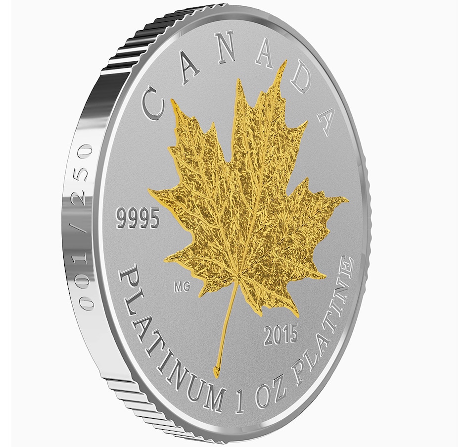 Image 729449_ALTMORE2.jpg, Product 729-449 / Price $7,999.00, 2015 $300 Maple Leaf Forever Pure Platinum Coin from Royal Canadian Mint (RCM) on TSC.ca's Coins department
