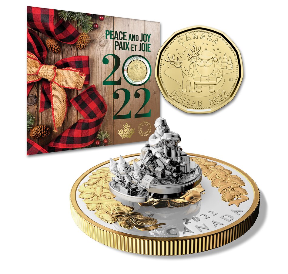 Image 729634.jpg, Product 729-634 / Price $799.95, 2022 Five Ounce $50 Fine Silver Coin Holiday Gifts from Royal Canadian Mint on TSC.ca's Coins department