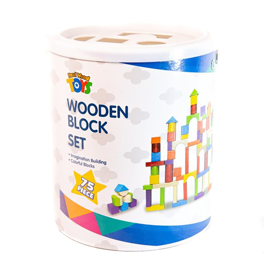 tsc.ca Real Wood Toys Wooden Block 75Piece Bucket