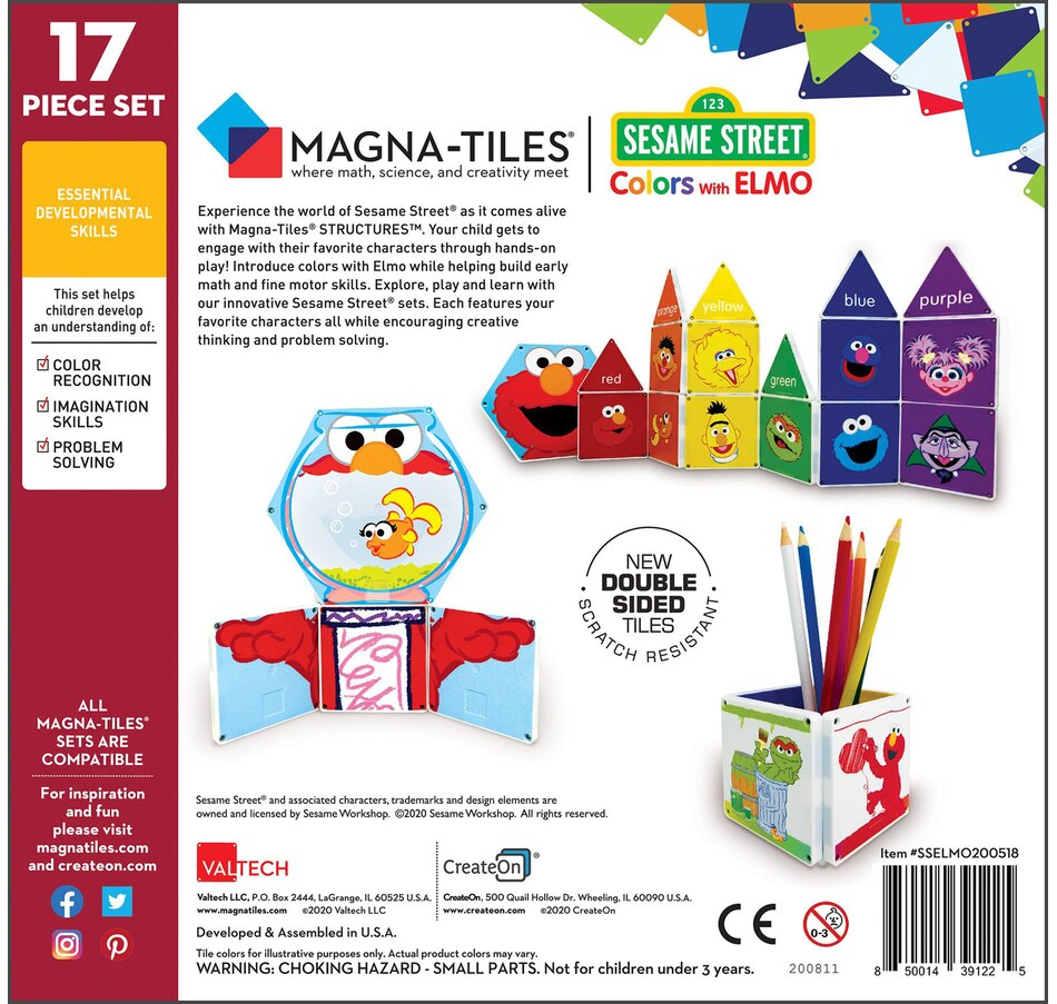 Image 729800_ALTMORE5.jpg, Product 729-800 / Price $39.99, CreateOn Sesame Street Colours with Elmo Magnetic Tile Set from Createon on TSC.ca's Toys & Hobbies department