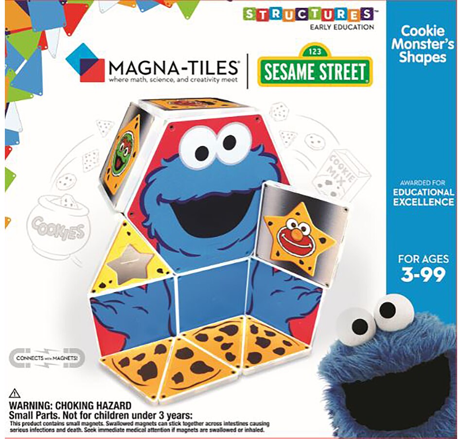 Image 729802_ALTMORE4.jpg, Product 729-802 / Price $39.99, CreateOn Sesame Street Cookie Monster Shapes Magnetic Tile Set from Createon on TSC.ca's Toys & Hobbies department