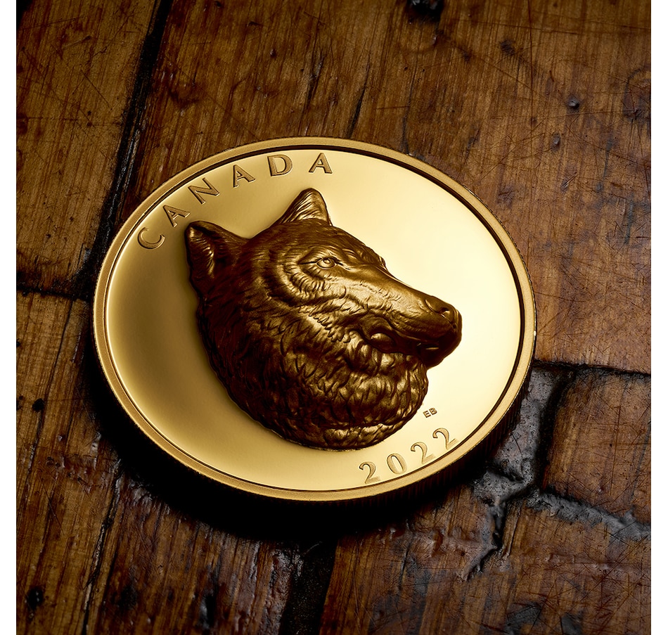Image 729963_ALTMORE4.jpg, Product 729-963 / Price $6,995.00, 2022 $250 Pure Gold Timber Wolf Coin plus Exclusive Bonus Wolf Fine Silver Coin from Royal Canadian Mint (RCM) on TSC.ca's Coins department