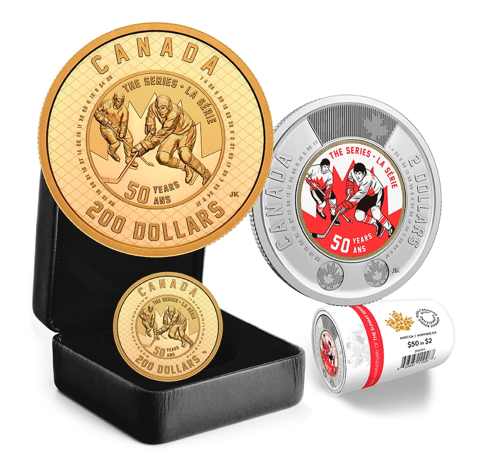 Image 729966.jpg, Product 729-966 / Price $4,099.95, 2022 $200 Fine Gold Summit Series Coin plus Bonus Special Wrap Roll of 25 $2 Summit Series Coins from Royal Canadian Mint (RCM) on TSC.ca's Coins department