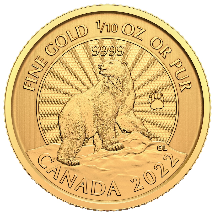 Image 729969_ALTMORE1.jpg, Product 729-969 / Price $459.90, Gold and Silver 2022 $5 Polar Bear Coin Set (1/10-ounce fine gold and one-ounce fine silver) from Royal Canadian Mint (RCM) on TSC.ca's Coins department