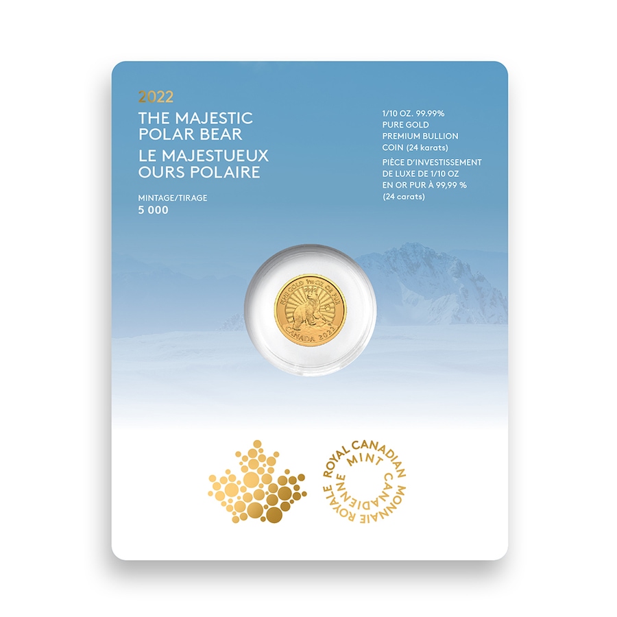 Image 729969_ALTMORE2.jpg, Product 729-969 / Price $459.90, Gold and Silver 2022 $5 Polar Bear Coin Set (1/10-ounce fine gold and one-ounce fine silver) from Royal Canadian Mint (RCM) on TSC.ca's Coins department