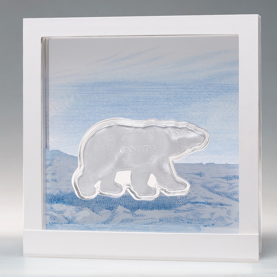Image 729970_ALTMORE4.jpg, Product 729-970 / Price $349.50, Real Shape Iconic Canada 100 Grams Fine Silver Polar Bear from Canadian Heritage Mint on TSC.ca's Coins department