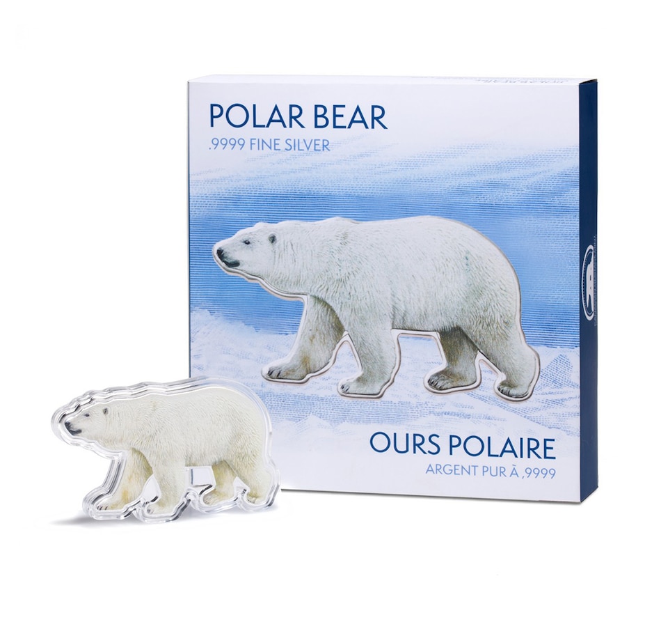 Image 729970_ALTMORE6.jpg, Product 729-970 / Price $349.50, Real Shape Iconic Canada 100 Grams Fine Silver Polar Bear from Canadian Heritage Mint on TSC.ca's Coins department