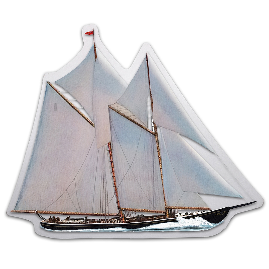 Image 729971_ALTMORE1.jpg, Product 729-971 / Price $349.95, Real Shape Iconic Canada 100 Grams Fine Silver Bluenose Schooner from Canadian Heritage Mint on TSC.ca's Coins department
