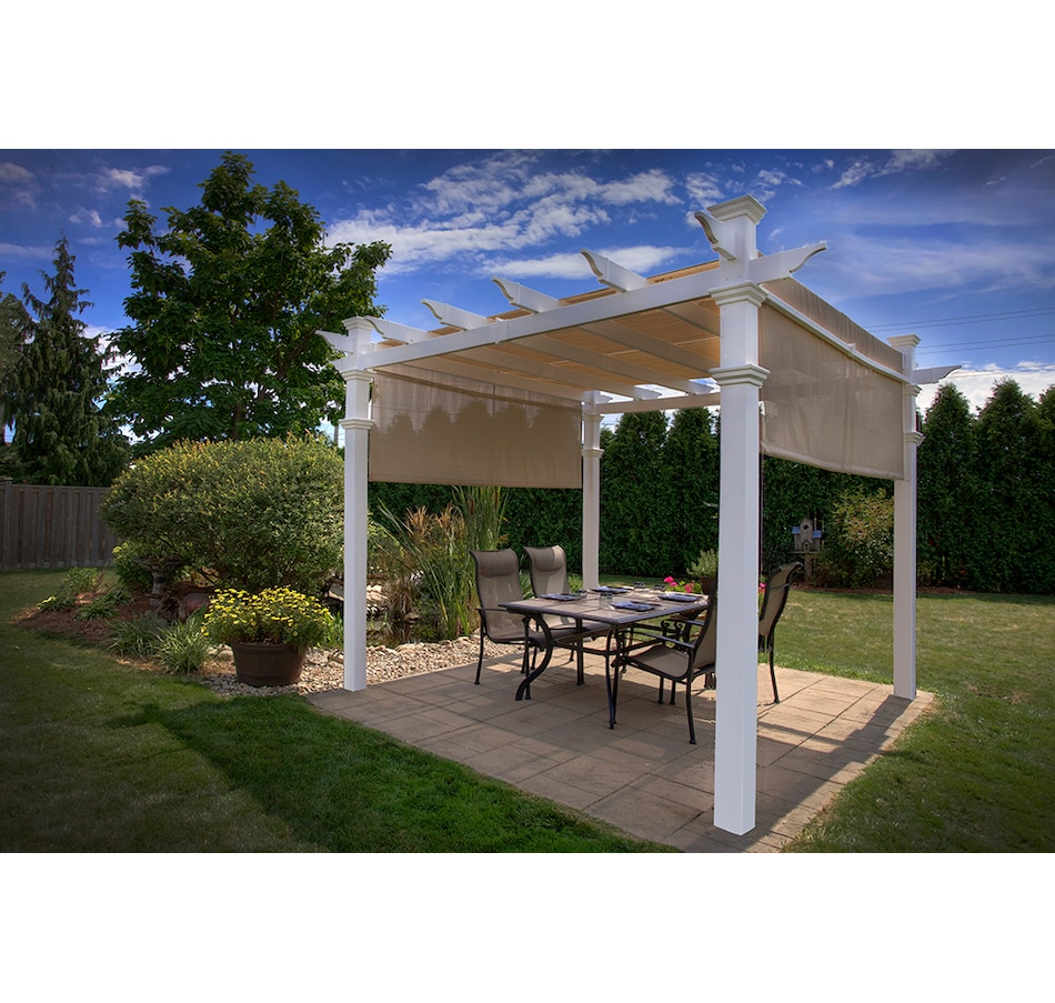 Image 730575_ALTMORE1.jpg, Product 730-575 / Price $2,807.99, Vita 10' x 10' Malibu Vinyl Pergola with Adjustable Canopy from New England Arbors on TSC.ca's Home & Garden department