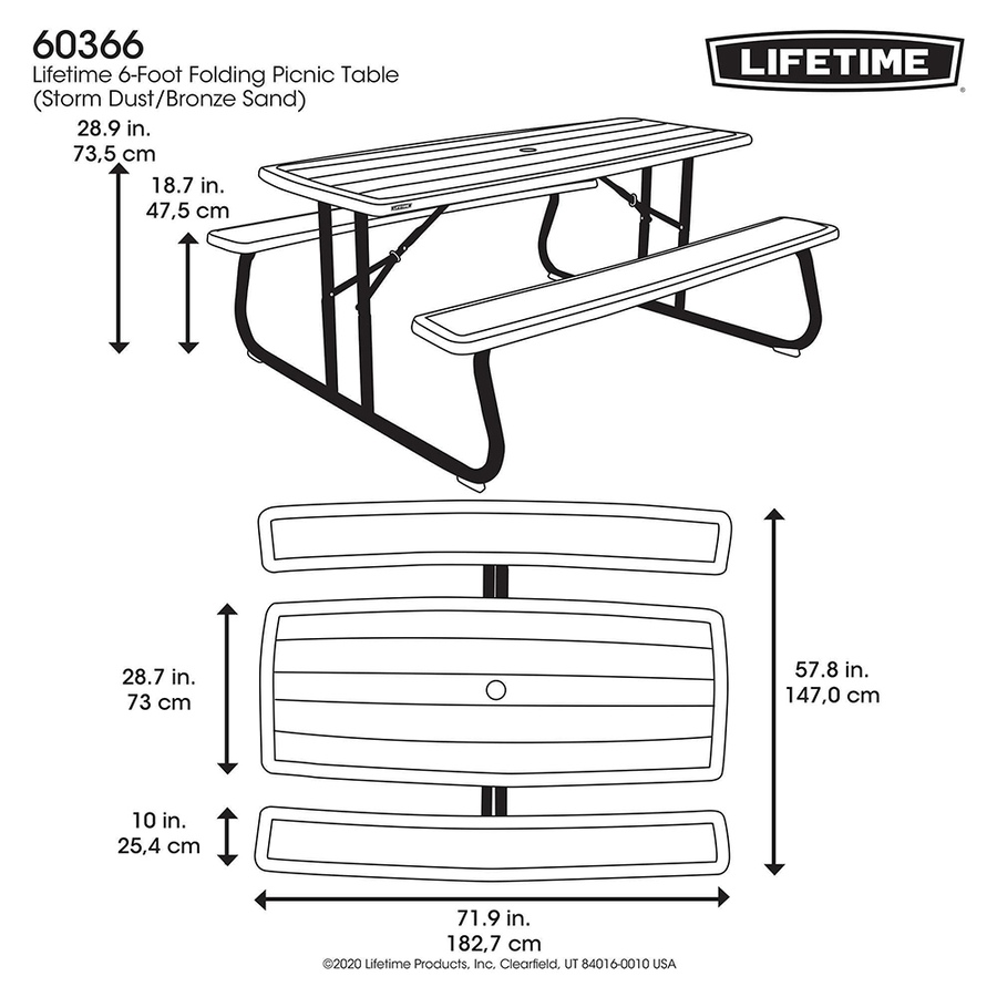 Image 730631_ALTMORE4.jpg, Product 730-631 / Price $399.99, Lifetime 6-Foot Folding Picnic Table from Lifetime on TSC.ca's Home & Garden department
