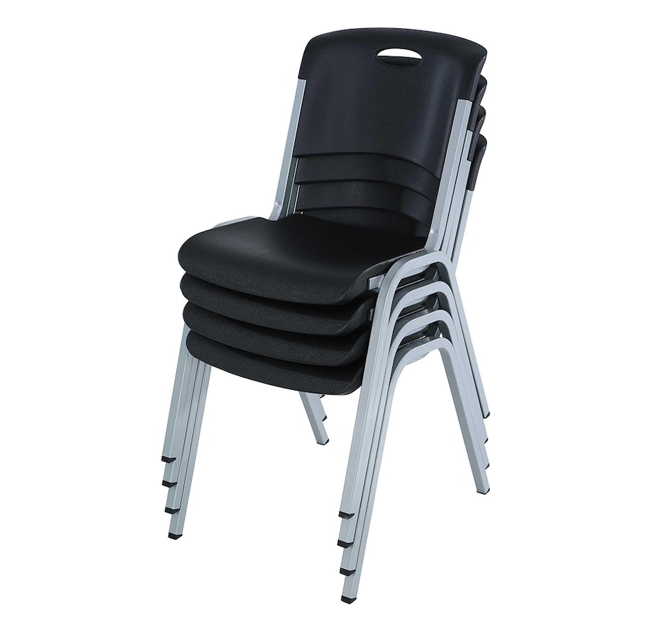 Lifetime Chairs (Stacking, Black, Silver-4 Pack) - TSC.ca