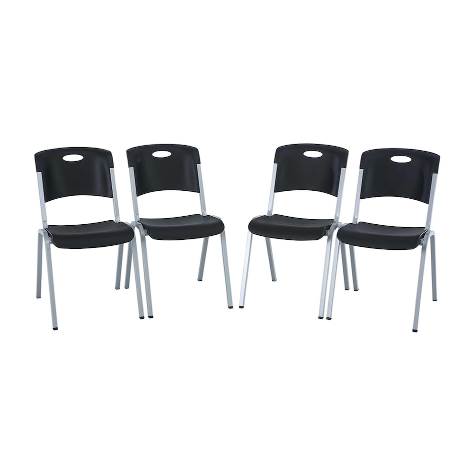 Lifetime Chairs (Stacking, Black, Silver-4 Pack) - TSC.ca