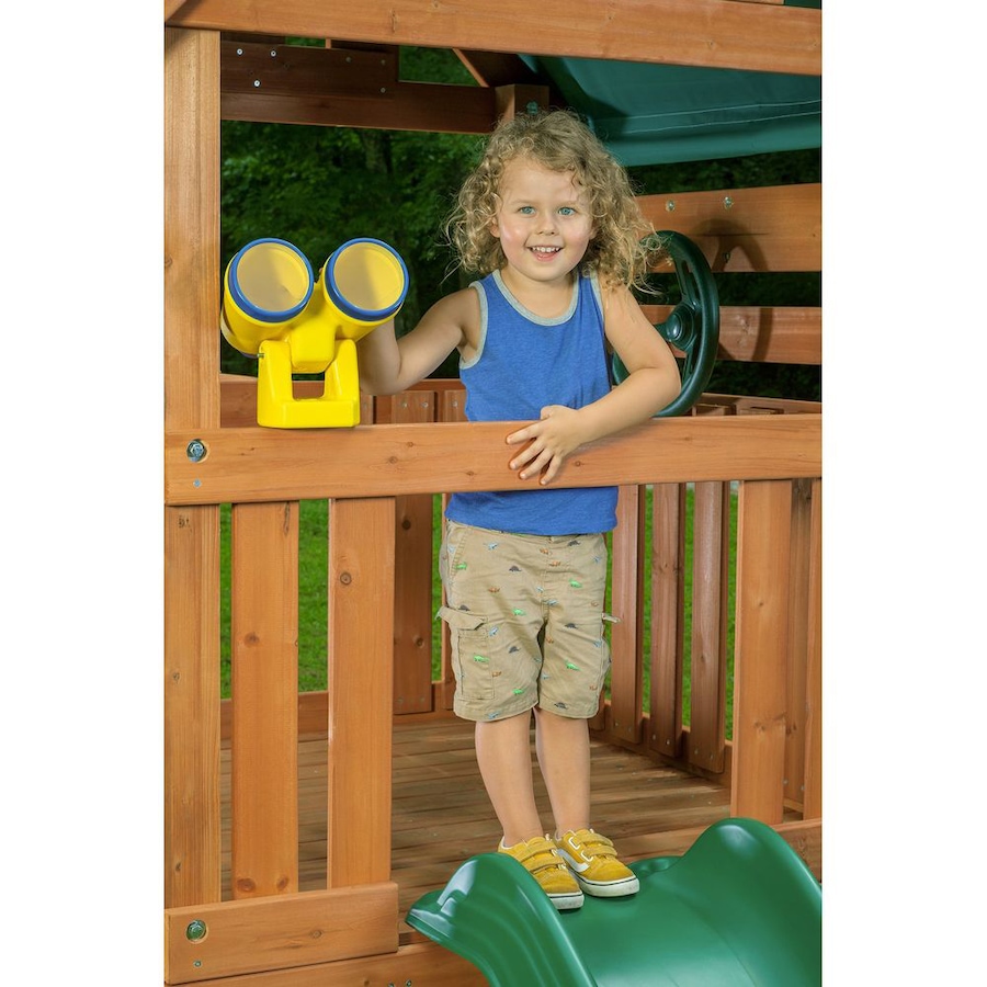 Image 730785_ALTMORE3.jpg, Product 730-785 / Price $2,699.99, Creative Cedar Designs Mountain View Swing Set with Blue Accessories and Green Slide from Creative Cedar Designs on TSC.ca's Home & Garden department
