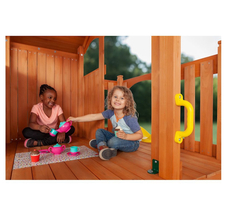 Image 730803_ALTMORE4.jpg, Product 730-803 / Price $2,499.99, Creative Cedar Designs Timber Valley Swing Set with Multi-Coloured Accessories and Yellow Slide from Creative Cedar Designs on TSC.ca's Home & Garden department