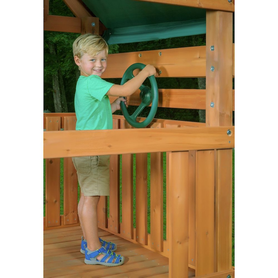 Image 730810_ALTMORE5.jpg, Product 730-810 / Price $2,799.99, Creative Cedar Designs Mountain View Lodge Swing Set with Multi-Coloured Accessories and Green Slide from Creative Cedar Designs on TSC.ca's Home & Garden department
