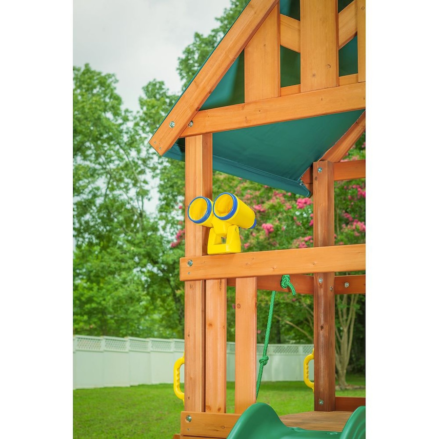 Image 730810_ALTMORE6.jpg, Product 730-810 / Price $2,799.99, Creative Cedar Designs Mountain View Lodge Swing Set with Multi-Coloured Accessories and Green Slide from Creative Cedar Designs on TSC.ca's Home & Garden department