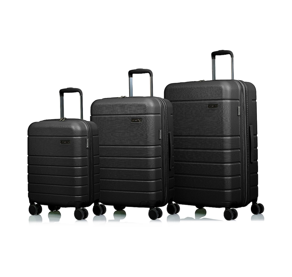 Image 730951_BLK.jpg, Product 730-951 / Price $629.99, Champs Luggage Linen Collection 3-Piece Hard Side Spinner Expandable Luggage Set from Champs on TSC.ca's Home & Garden department