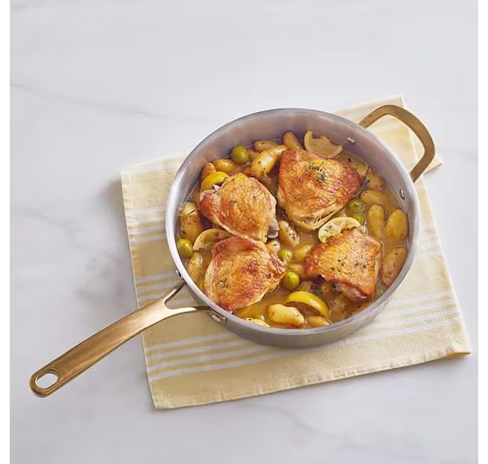 Image 730985_ALTMORE1.jpg, Product 730-985 / Price $89.99, Martha Stewart 3.5-Quart Everyday Saute Pan with Lid (brass handles, Tri Ply, stainless steel) from Martha Stewart on TSC.ca's Kitchen department