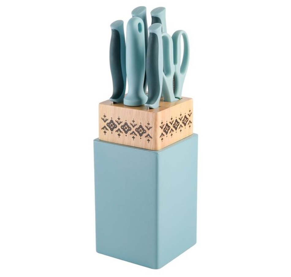 Image 730995_ALTMORE1.jpg, Product 730-995 / Price $59.99, Tia Mowry 7-Piece Cutlery Set with Block (teal handle, stainless steel) from Spice by Tia Mowry on TSC.ca's Kitchen department