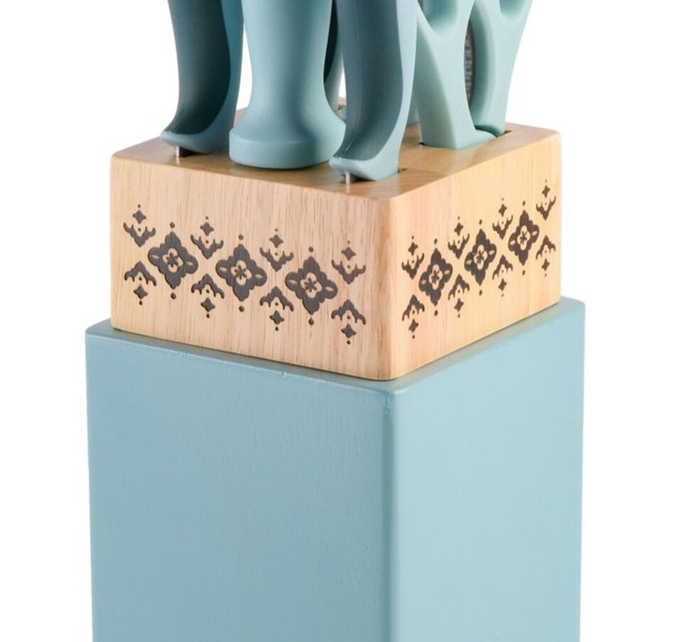 Image 730995_ALTMORE2.jpg, Product 730-995 / Price $59.99, Tia Mowry 7-Piece Cutlery Set with Block (teal handle, stainless steel) from Spice by Tia Mowry on TSC.ca's Kitchen department