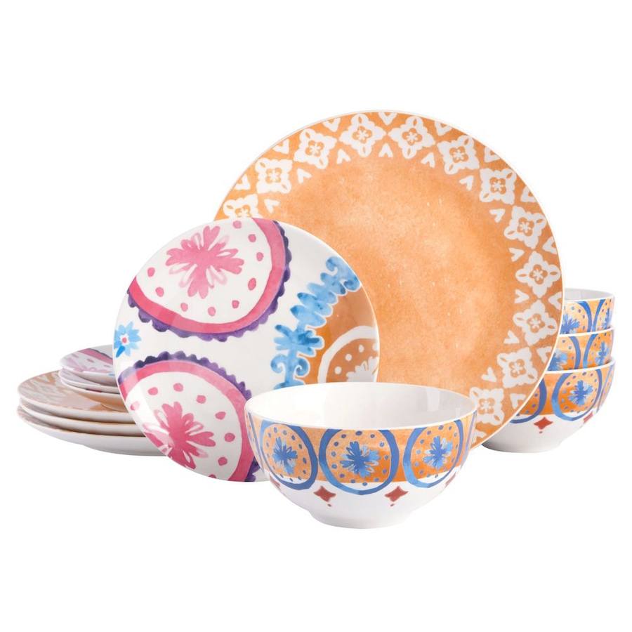 Image 731004.jpg, Product 731-004 / Price $69.88, Tia Mowry 12-Piece Dinnerware Set (honey gold, coupe shape, decorated, fine ceramic) from Spice by Tia Mowry on TSC.ca's Kitchen department