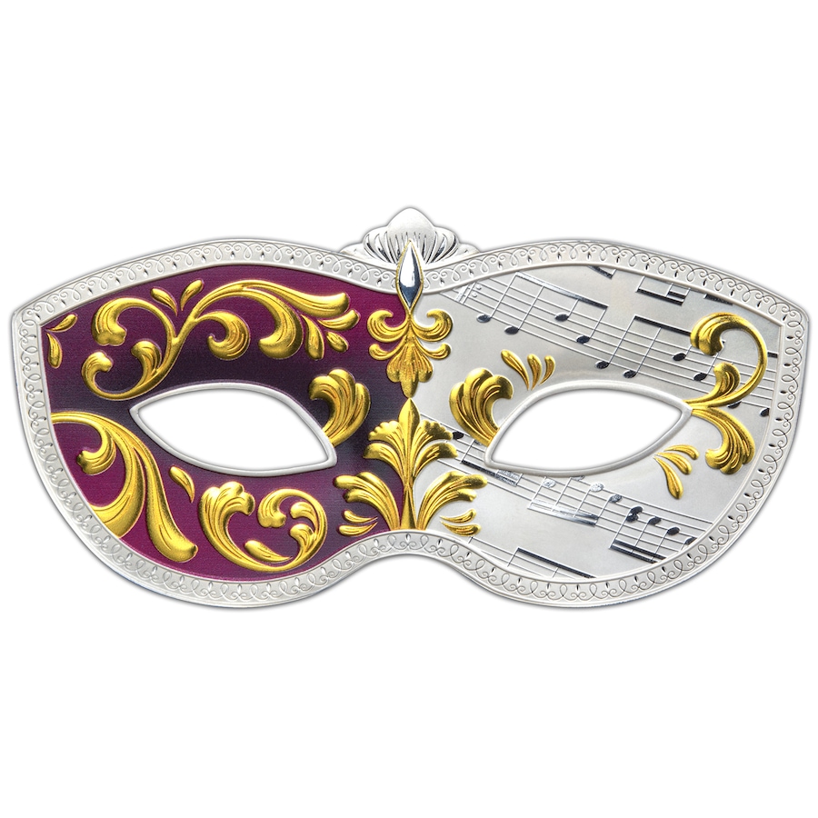 Image 731047.jpg, Product 731-047 / Price $999.95, 2023 Venetian Mask Shaped $10 Samoa Five-Ounce Fine Silver Coin  from Canadian Coin & Currency on TSC.ca's Coins department