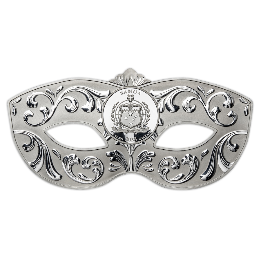 Image 731047_ALTMORE1.jpg, Product 731-047 / Price $999.95, 2023 Venetian Mask Shaped $10 Samoa Five-Ounce Fine Silver Coin  from Canadian Coin & Currency on TSC.ca's Coins department