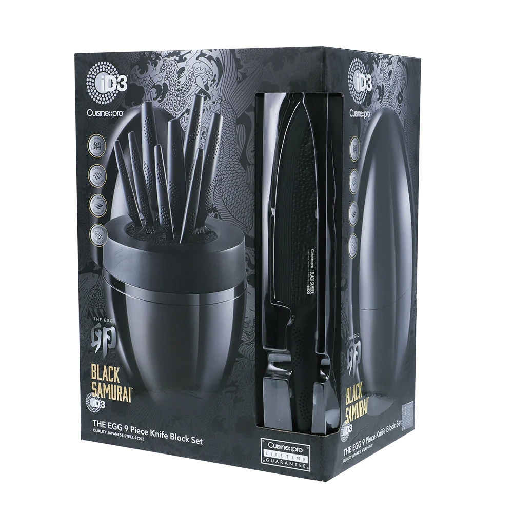 Cuisine::pro iD3 Black Samurai The Egg 9-Piece Knife Block - TSC.ca