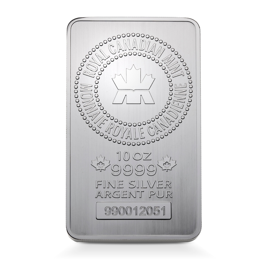Image 731205.jpg, Product 731-205 / Price $545.00, Royal Canadian Mint 10-Ounce .9999 Fine Silver Bar from Investment Gold and Silver on TSC.ca's Coins department