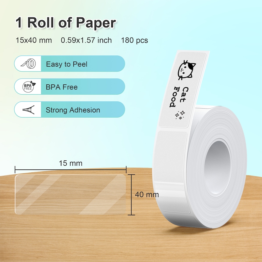 Image 731422_ALTMORE1.jpg, Product 731-422 / Price $29.99, Nelko Transparent Label Paper for P21/P22 Printer (14 mm x 40 mm, 2 rolls) from Nelko on TSC.ca's Electronics department