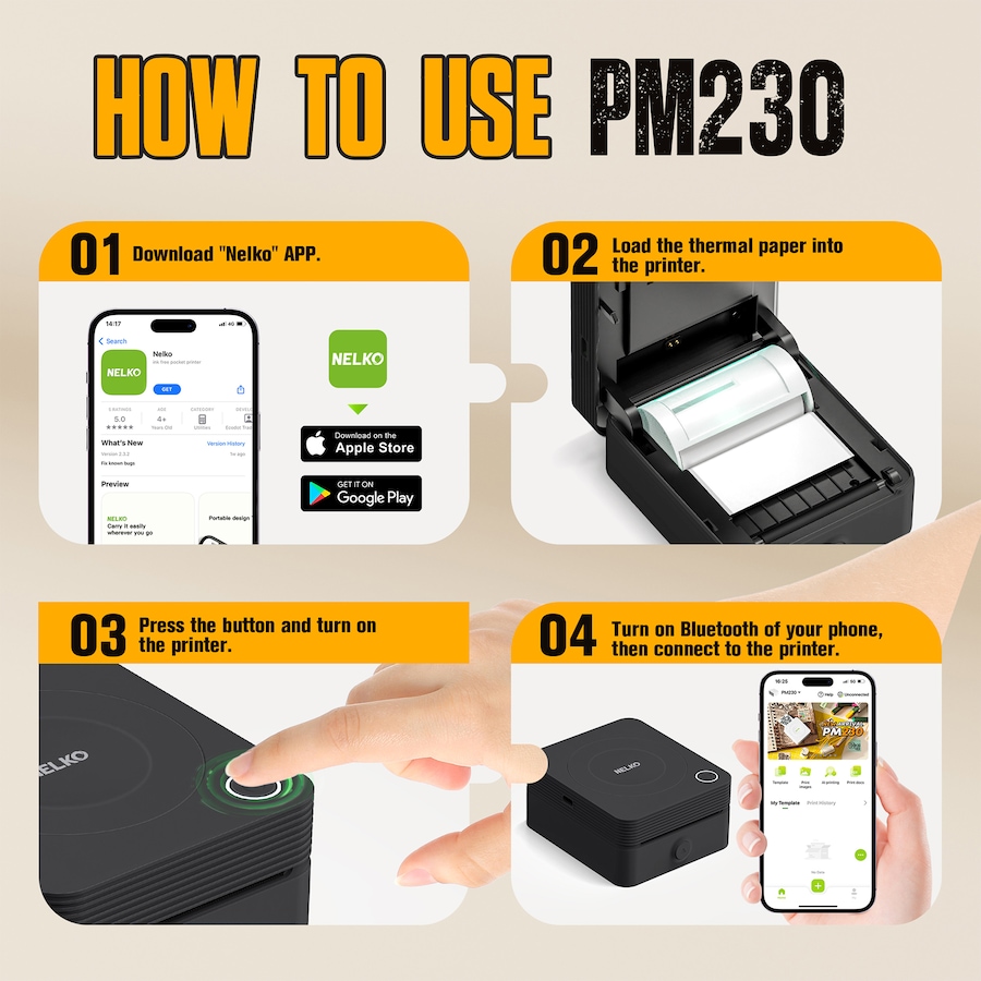Image 731423_ALTMORE10.jpg, Product 731-423 / Price $64.99, Nelko PM230 Portable Bluetooth Sticker Printer with 2 Rolls from Nelko on TSC.ca's Electronics department