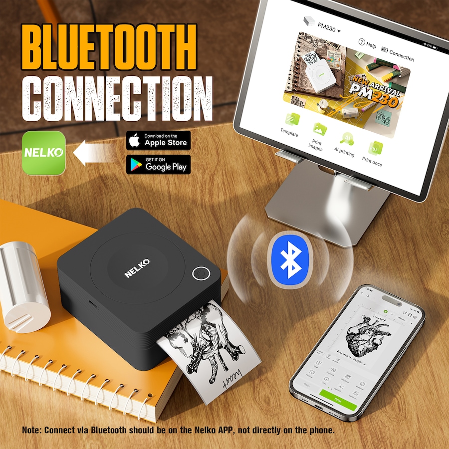 Image 731423_ALTMORE12.jpg, Product 731-423 / Price $64.99, Nelko PM230 Portable Bluetooth Sticker Printer with 2 Rolls from Nelko on TSC.ca's Electronics department