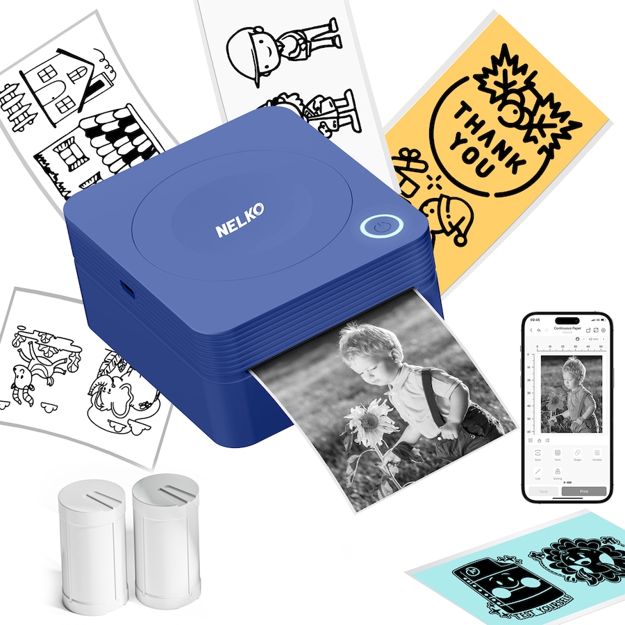 Image 731423_BLU.jpg, Product 731-423 / Price $64.99, Nelko PM230 Portable Bluetooth Sticker Printer with 2 Rolls from Nelko on TSC.ca's Electronics department