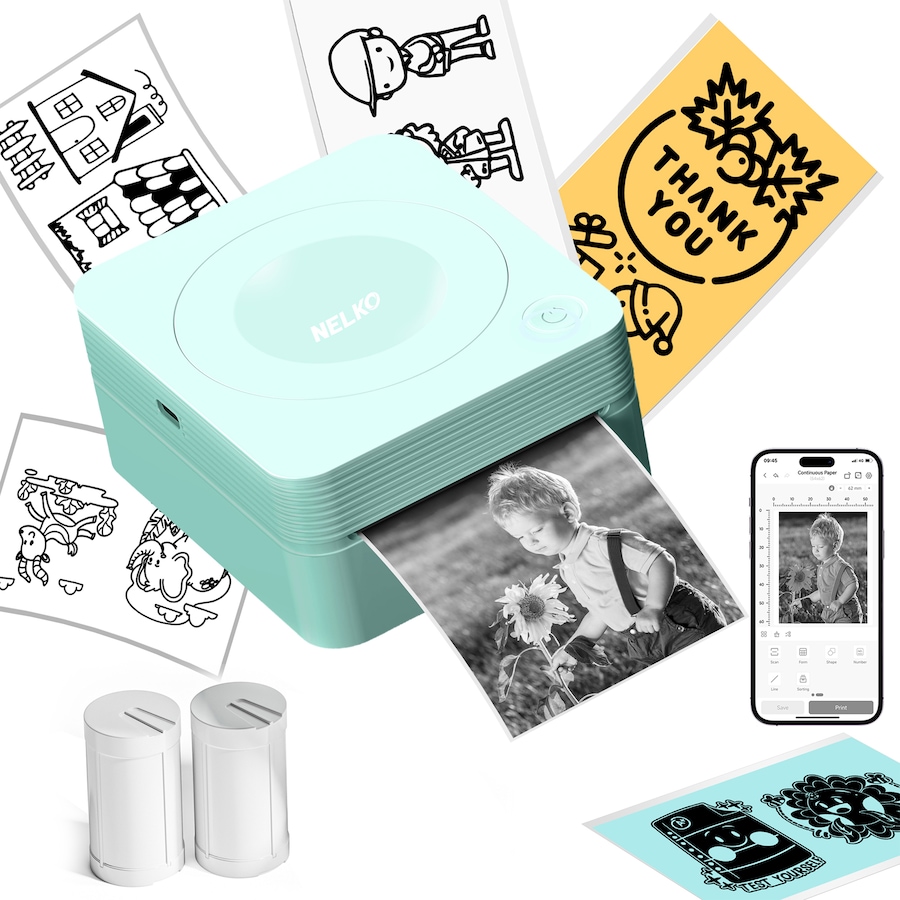 Image 731423_GRN.jpg, Product 731-423 / Price $64.99, Nelko PM230 Portable Bluetooth Sticker Printer with 2 Rolls from Nelko on TSC.ca's Electronics department