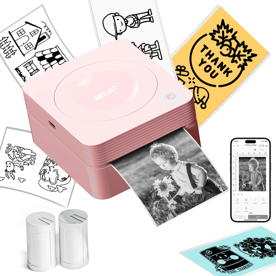 Image 731423_PNK.jpg, Product 731-423 / Price $64.99, Nelko PM230 Portable Bluetooth Sticker Printer with 2 Rolls from Nelko on TSC.ca's Electronics department