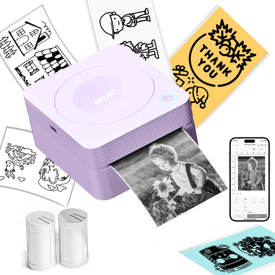 Image 731423_PUR.jpg, Product 731-423 / Price $64.99, Nelko PM230 Portable Bluetooth Sticker Printer with 2 Rolls from Nelko on TSC.ca's Electronics department