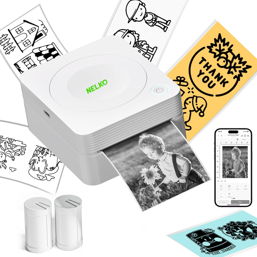 Image 731423_WHT.jpg, Product 731-423 / Price $64.99, Nelko PM230 Portable Bluetooth Sticker Printer with 2 Rolls from Nelko on TSC.ca's Electronics department