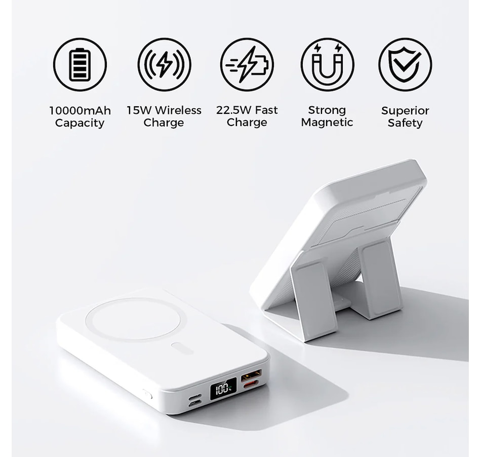 Image 731442_ALTMORE13.jpg, Product 731-442 / Price $79.99, Alpha Digital 10,000-mAh Portable Magnetic Wireless Charge Power Bank with Phone Stand from Alpha Digital on TSC.ca's Electronics department
