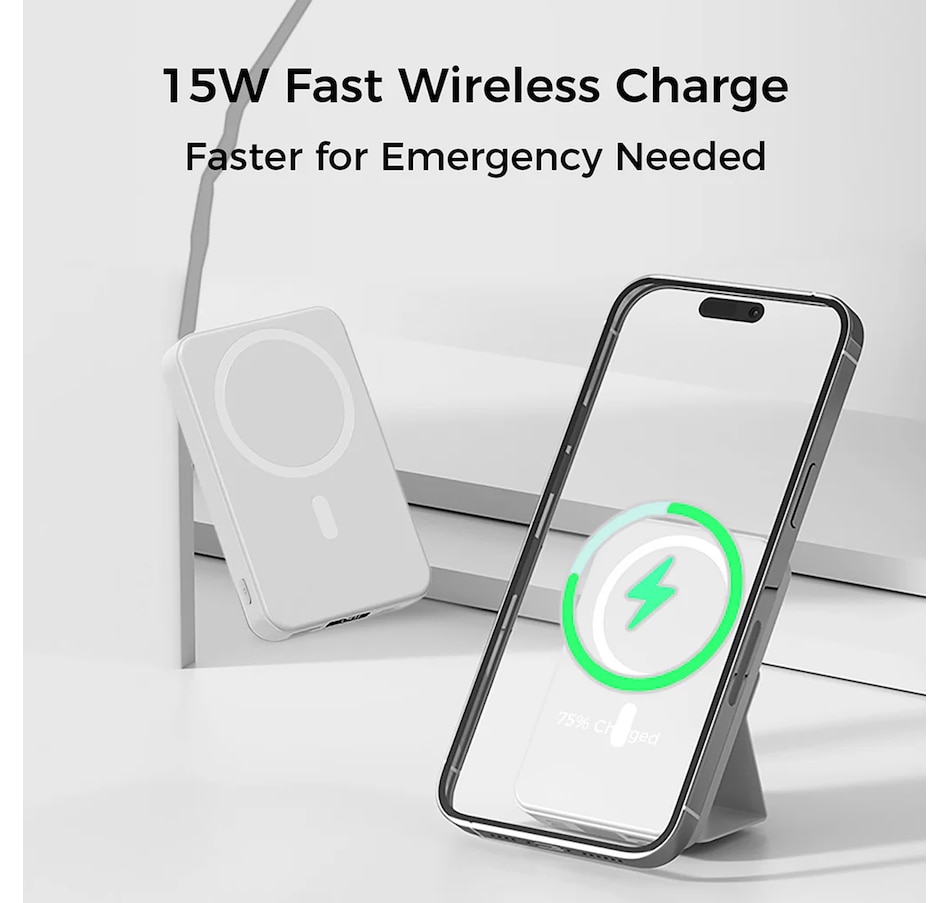 Image 731442_ALTMORE14.jpg, Product 731-442 / Price $79.99, Alpha Digital 10,000-mAh Portable Magnetic Wireless Charge Power Bank with Phone Stand from Alpha Digital on TSC.ca's Electronics department