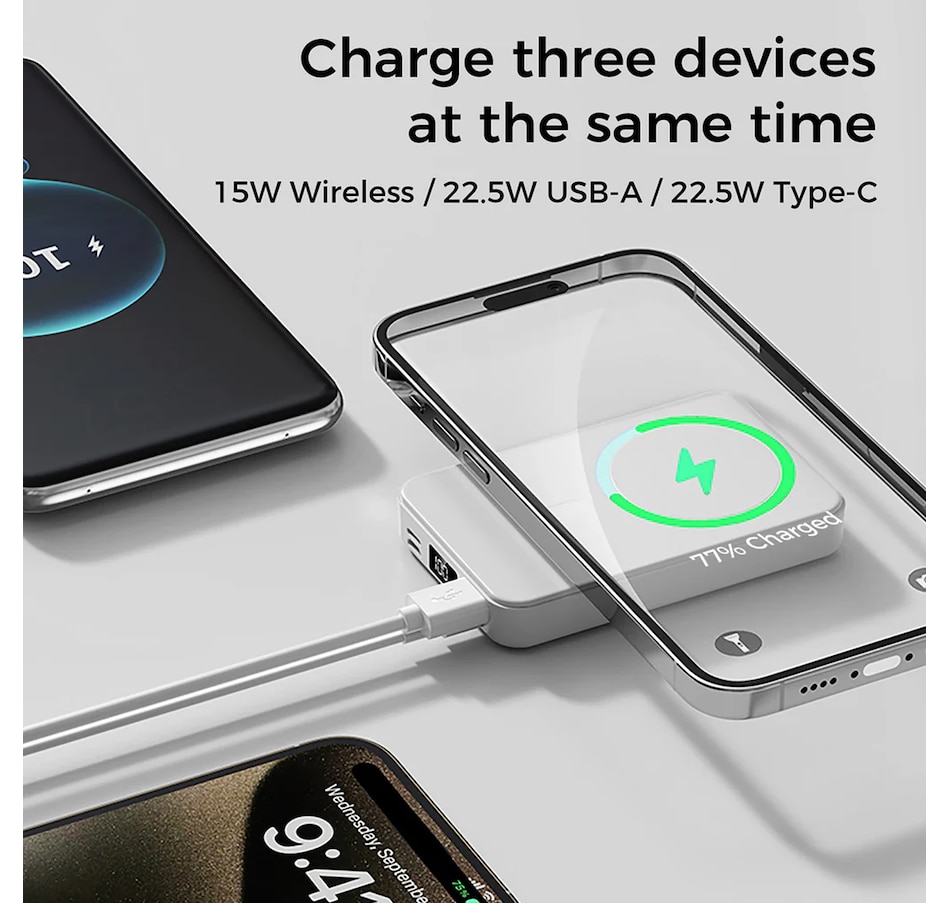 Image 731442_ALTMORE16.jpg, Product 731-442 / Price $79.99, Alpha Digital 10,000-mAh Portable Magnetic Wireless Charge Power Bank with Phone Stand from Alpha Digital on TSC.ca's Electronics department