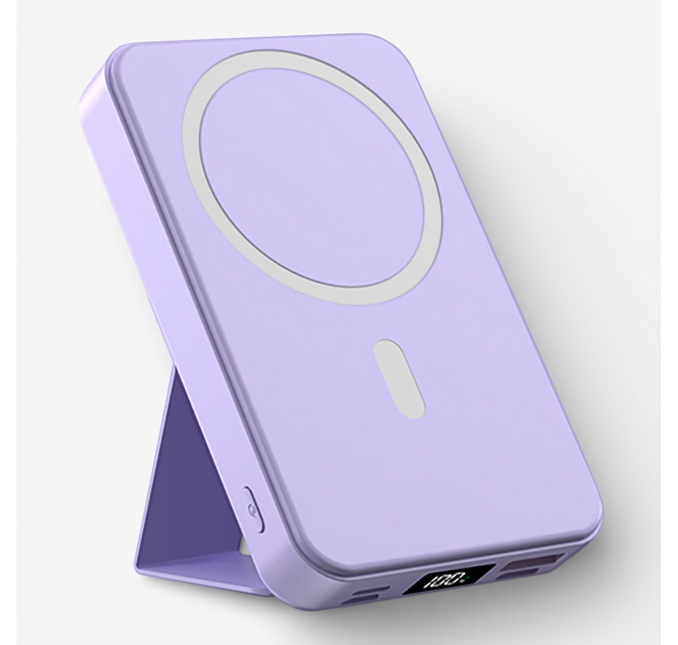 Image 731442_PUR.jpg, Product 731-442 / Price $79.99, Alpha Digital 10,000-mAh Portable Magnetic Wireless Charge Power Bank with Phone Stand from Alpha Digital on TSC.ca's Electronics department