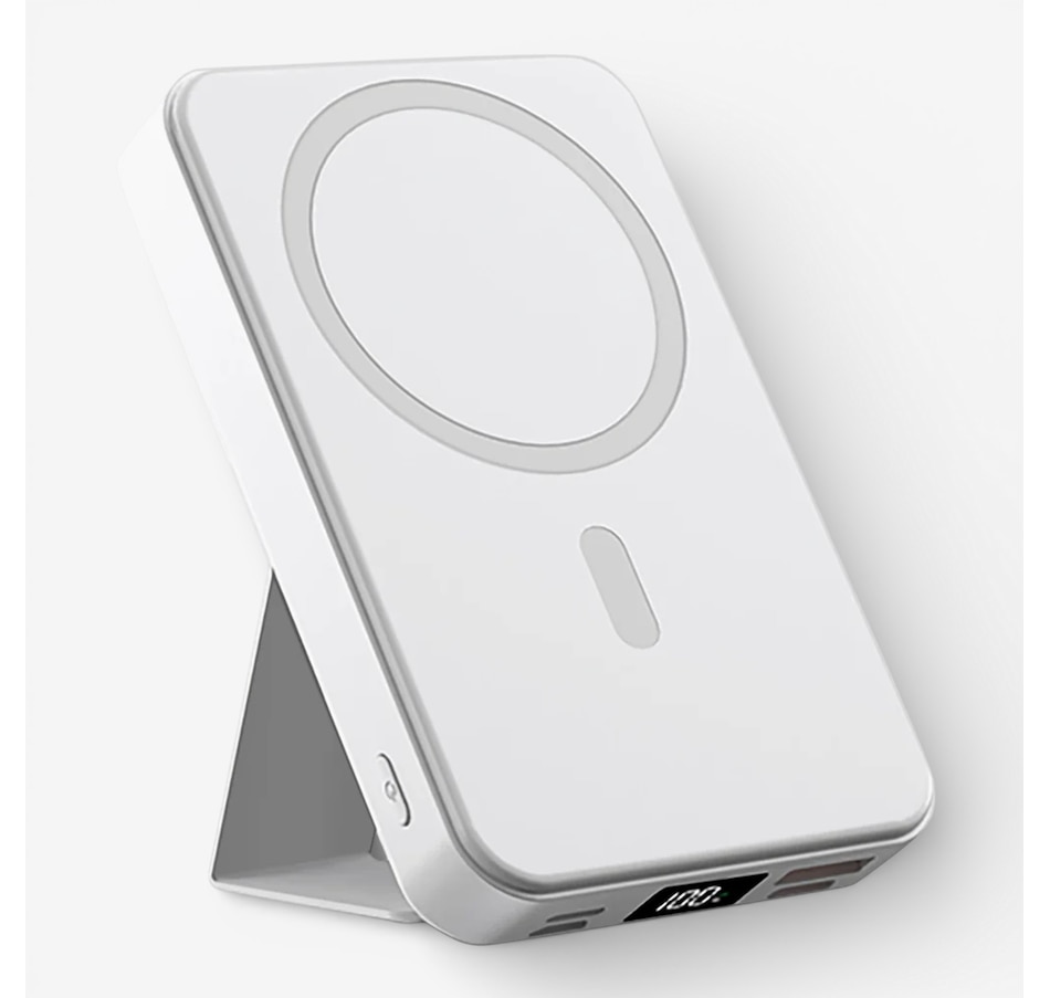 Image 731442_WHT.jpg, Product 731-442 / Price $79.99, Alpha Digital 10,000-mAh Portable Magnetic Wireless Charge Power Bank with Phone Stand from Alpha Digital on TSC.ca's Electronics department