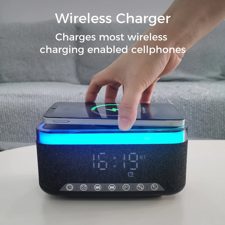 Image 731446_ALTMORE5.jpg, Product 731-446 / Price $113.99, Sungale Alarm Clock Speaker with Wireless Charger from Sungale on TSC.ca's Electronics department